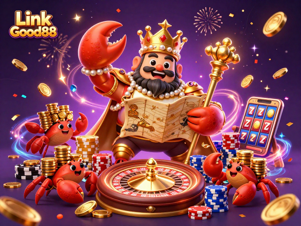 Experience thrilling wins at Link Good88 with a vibrant casino scene showcasing lavish riches and engaging gameplay.